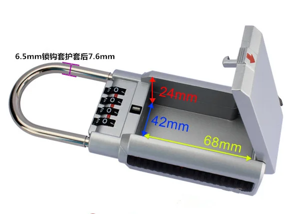 Silver 4 Digit Combination Password Safety Key Box Lock Padlock Storage Keys Organizer Zinc Alloy