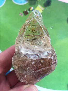 

Rare natural copper hair crystal and black hair crystal conjoined body crystal raw stone specimen, reiki healing