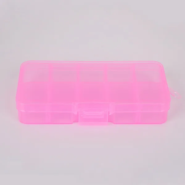 Pink 10 сеток Пластиковая регулируемая коробка для хранения ювелирных изделий Чехол-органайзер Контейнер Для Хранения Чехол-держатель Органайзер для рукоделия - Цвет: Pink