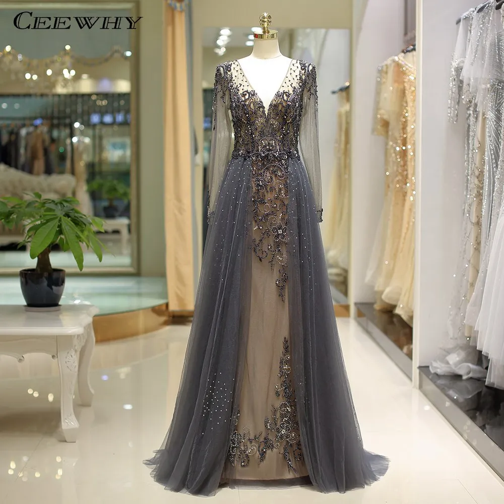 CEEWHY Vintage Saudi Arabia Evening dresses Beaded Luxury Evening Dress Long Sleeve Prom Gowns Robe de Soiree Vestido Branco CEEWHY Vintage Saudi Arabia Evening dresses Beaded Luxury Evening Dress Long Sleeve Prom Gowns Robe de Soiree Vestido Branco