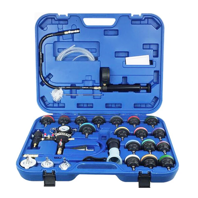 

28pcs Water Tank Leakage Tester Universal Radiator Pressure Tester Kit Car Cooling System Tester Detector Pressure Gauge