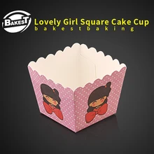 BAKEST 100 шт в партии квадратной формы девушка шаблон торт бумажная форма для выпечки