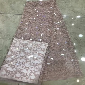 

French lace fabrics 2018 African tulle lace fabric African French net sewing lace fabric with lots of big sequins bh65-830