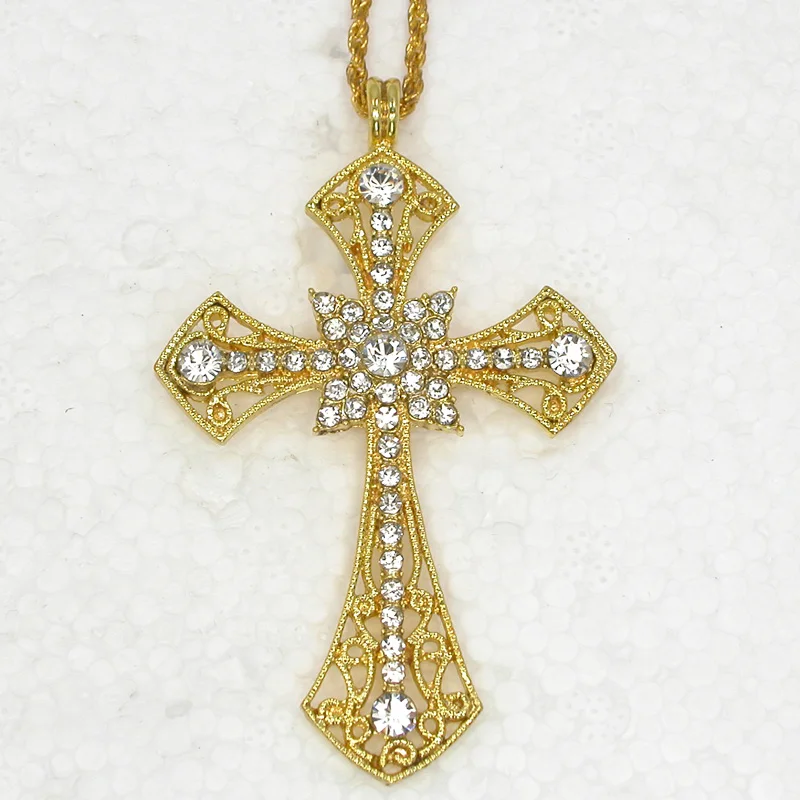 Buy 12pcs/lot Wholesale Rhinestone Cross Fashion