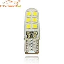 LED blanco para coche T10 W5W DC 12V Canbus 12 SMD de silicona impermeable 194 LED cuña luces bombilla No Error Led estacionamiento luz antiniebla Auto Led