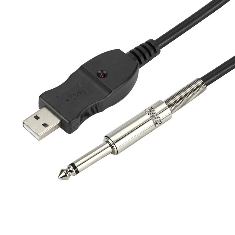 3m Portable 1/4 6.3mm Guitar Bass To USB Interface Link Connection PC Instrument Cable Audio Adapter USB Guitar Cables