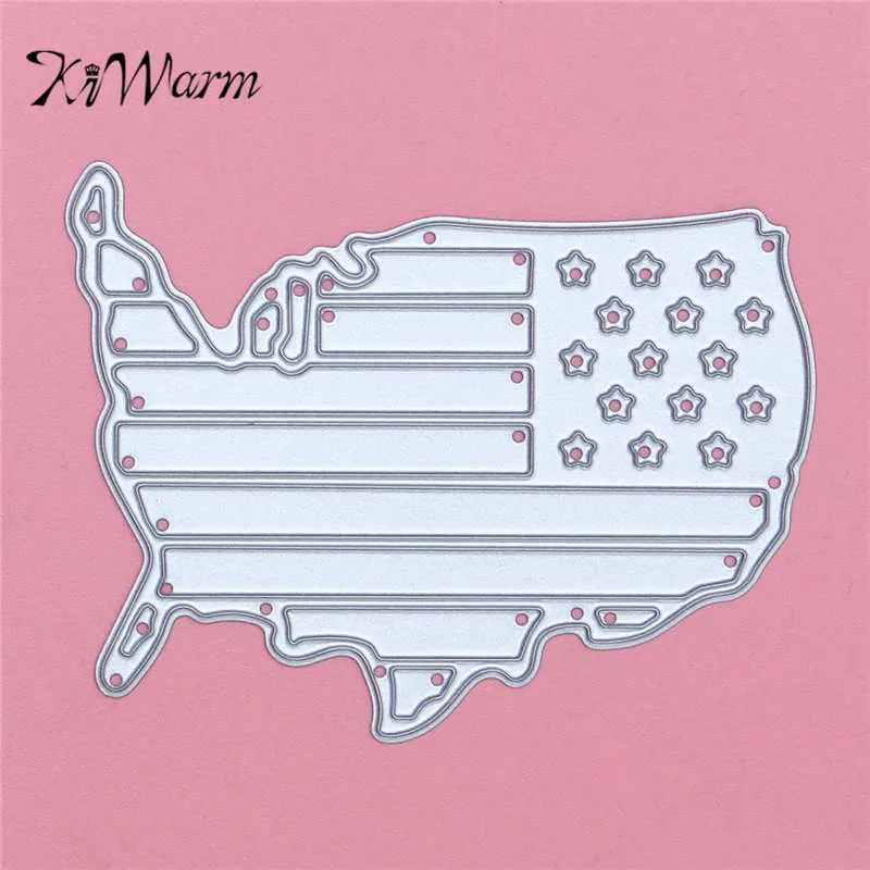 

Kiwarm 7.6X5.7cm USA Map Hot Stencil Metal Cutting Dies For Scrapbooking Cut Practice Hands-on DIY Album Craft Dies Stencils
