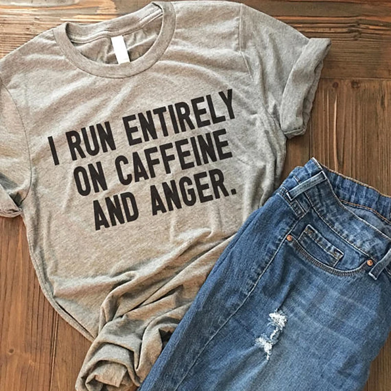 

EnjoytheSpirit I Entirely on CAFFEINE & Anger Funny MenT-shirt Unisex Mens Funny Shirts Good Quality Cotton Tee Plus Size