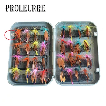 

Proleurre 32pcs Boxed fly fishing lure set Artificial bait trout fly fishing lures hooks tackle with box Butterfly Insect