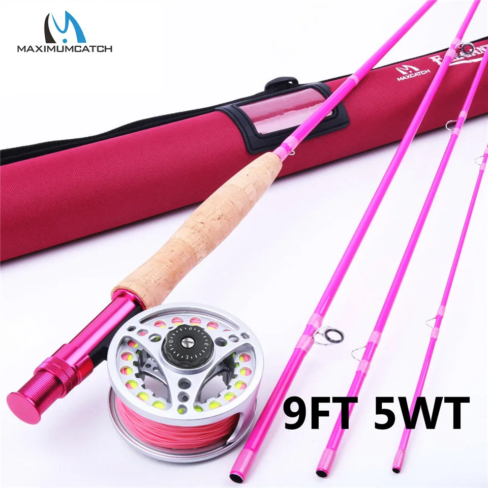 Maximumcatch 6'6''/9 FT 2/5wt Pink Fly Fishing Rod with Reel and Line