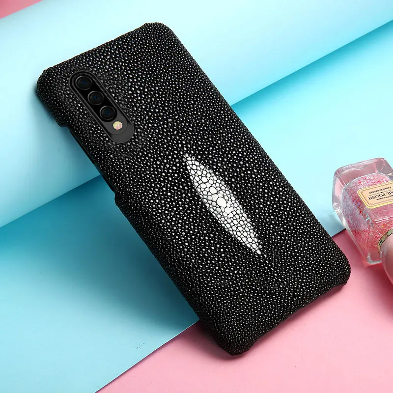 Натуральная кожа ската чехол для samsung galaxy S10 S7 S8 S9 плюс a50 Роскошный чехол для задней части корпуса samsung A30 A70 SM-A505F marvel - Цвет: Черный