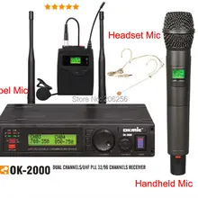 631-643 733-745 мГц ОК-2000 Беспроводной микрофон Системы UHF/PLL верно разнообразие ручной гарнитура цвет кожи тела-PACK петличный микрофон