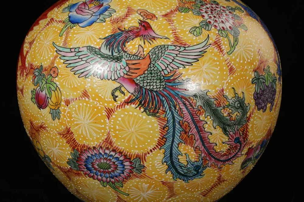 Цзиндэчжэньская ваза керамическая Античная эмаль пастельный дракон и ваза с изображением птицы Феникс Классическая Ручная украшения большая напольная ваза