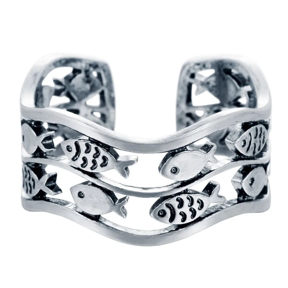 QIAMNI-925-Sterling-Silver-Swimming-Fish-Band-Matt-Adjustable-Ring-Engagement-Wedding-Ring-for-Women-Girl