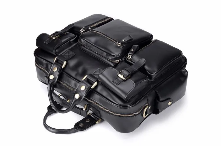 Men genuine leather briefcase 19