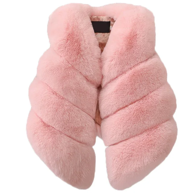 Меховое пальто для маленьких девочек, весенне-зимняя куртка для девочек, пальто, детская теплая верхняя одежда, пальто для девочек, детская одежда, 6, 7, 8, 9, 10 лет - Цвет: pink