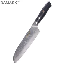 

DAMASK 7 inch Japanese Damascus Knife Black G10 Handle Cooking Tool VG10 Japanese Cook's Knife High-end Santoku Kitchen Knife