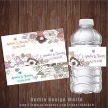 20 шт./партия, на заказ, цветочные этикетки для бутылок с водой, обертка для конфет, для свадьбы, дня рождения, девицы, вечерние украшения