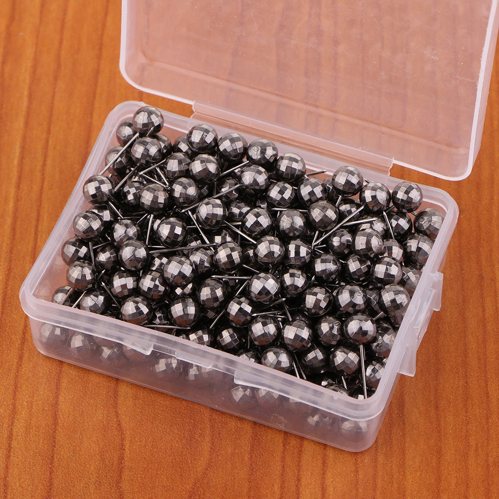Black 200PCS 100/200 Push булавки чертежные штифты Металлические шарики глава пробковая доска географические карты офис большого пальца уникальные декоративные влияние на DIY проектов - Цвет: Black 200PCS