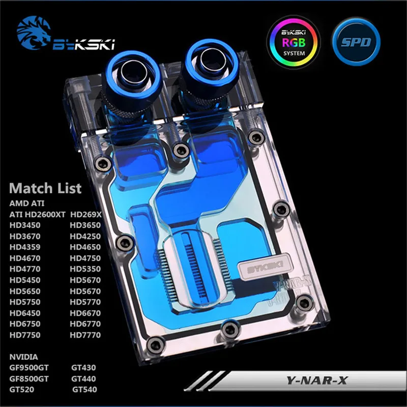

Bykski Y-NAR-X HD7770 260X GTX750TI 650 9600GT water-cooled head GPU Water Block Half-Coverage