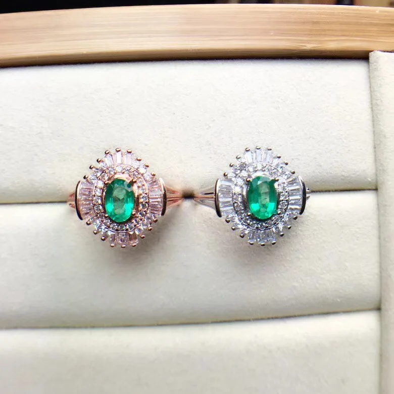 Изумрудное кольцо Настоящее и кольцо с натуральным изумрудом 925 стерлингового серебра ювелирные украшения драгоценный камень для мужчин или Wowen