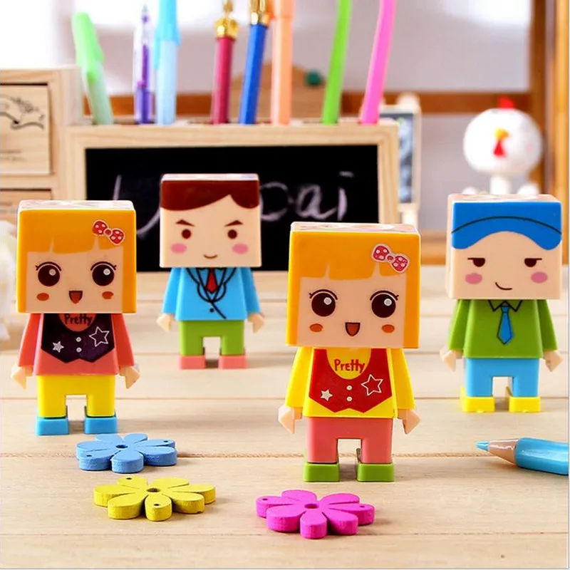 

Coloffice 1PCS Cute Little Guy DIY Shapen Pencil With Eraser Special For Kids Gift Kawaii Sharpener School and Office Supplies