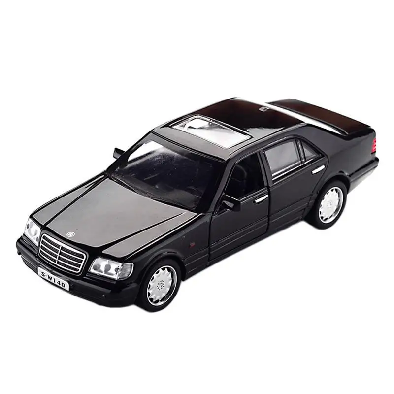1:32 игрушка для Mercedes-Benz S-W140 сплав модель автомобиля звуковой светильник вытяжной игрушечный автомобиль - Цвет: Черный
