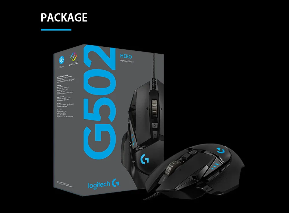 Высокопроизводительная игровая мышь logitech G502 HERO Engine с 16000 dpi программируемая Настройка LIGHTSYNC RGB для геймеров