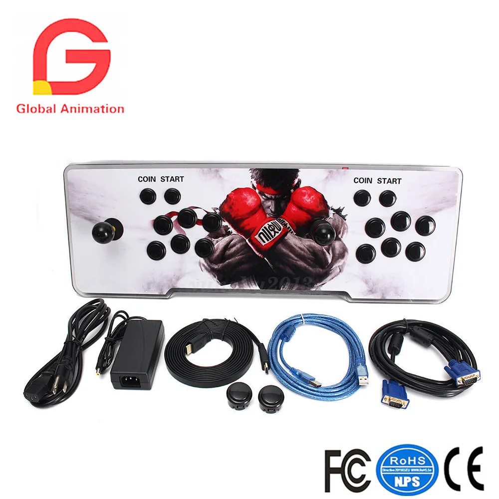 

2018 Updated Slim Metal Double Stick Arcade Game Console-1299 Classic Games-2 Players Games Box 5S Video Game Support HDMI & VGA