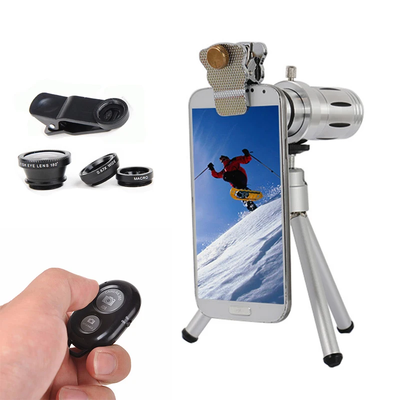 

2017 Camera Lenses kit 12x Zoom Telephoto Lentes Fisheye Wide Angle Macro lens Telescope For Samsung S5 S6 S7 edge S8 + Note6 7