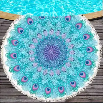 

150CM Round Beach Towel With Tassels Microfiber Large Reactive Printing Beach Towels Serviette De Plage Adulte Bath Towel