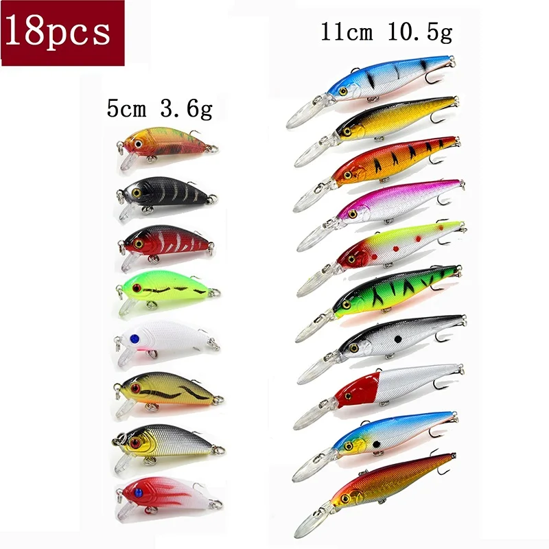 TUYA Fishing Lure Set Minnow Wobblers Trolling Crankbait Artificial Bait Floating Wobbler Cranks Bionic Fish Rolling Hard Lure - Цвет: 59-5-18pcs set