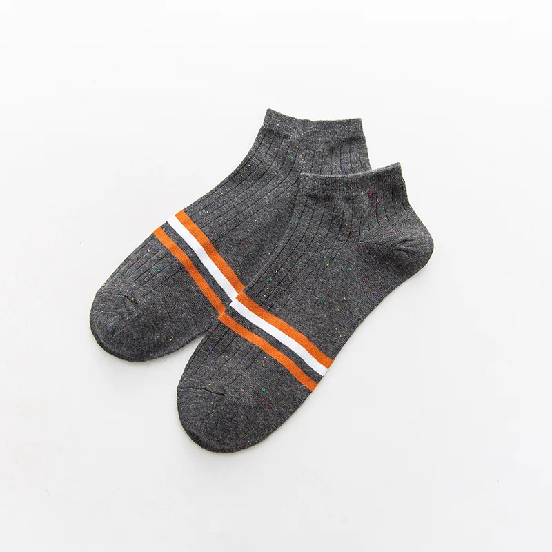 Мужские носки 5 пар хлопковые короткие невидимые Дышащие носки Новое поступление Весна Лето полосатые высококачественные мужские носки - Цвет: M8089 gray