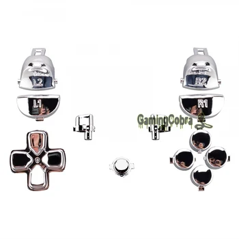 

Glossy Silver Full Set Kit Button for PS4 Pro Slim Controller CUH-ZCT2 JDM-040 JDM-050 JDM-055
