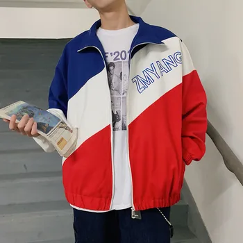 

Spring New Jacket Men Fashion Contrast Color Casual Sportswear Man Streetwear Hip Hop Loose Bomber Jacket Male Clothes M-5XL