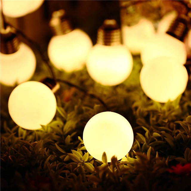 New Outdoor Solar Powered Led Light String 3m 10 G50 Bulb New Outdoor Solar Powered Led Light String 3m 10 G50 Bulb Waterproof Globe Lights For Fence Patio Yard Garden