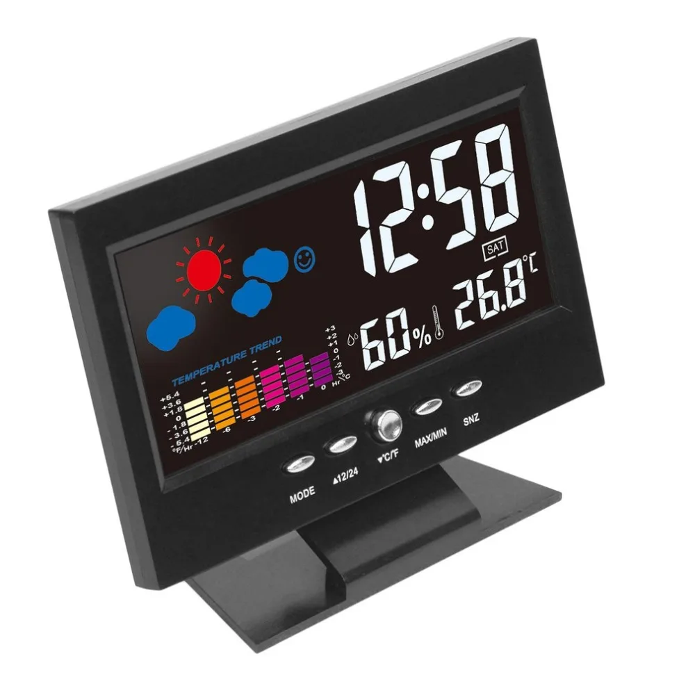 Reloj electrónico Digital LCD temperatura humedad Monitor termómetro higrómetro electrónico interior reloj de pronóstico del tiempo Reloj electrónico Digital LCD temperatura humedad Monitor termómetro higrómetro electrónico interior reloj de pronóstico del tiempo