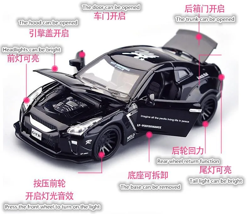 1:32 Nissan AMG GTR спортивный сплава модели автомобиля игрушки для детей diecast Отступить автомобиль коллекция игрушек подарок oyuncak