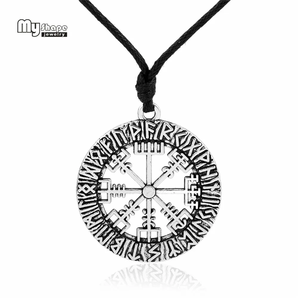 

My Shape Compass Necklaces Pendants Talisman Viking Elder Futhark Valknut Pagan Amulet Vegvisir Scandinavian Statement Necklace