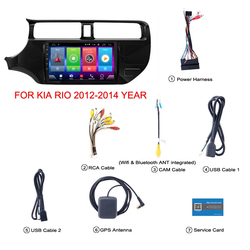 

Car Android 8.1 Multimedia Player for KIA Rio 2012-2014 GPS Navigation Device Aux USB bluetooth steering wheel control support