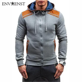 

Envmenst 2018 New Spring Hoodies Men Fashion Patchwork Sweatshirts Zipper Cardigan Slim Fit Men's Tracksuit