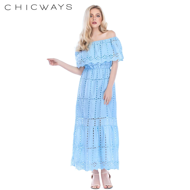 Off shoulder ruffle cotton dress