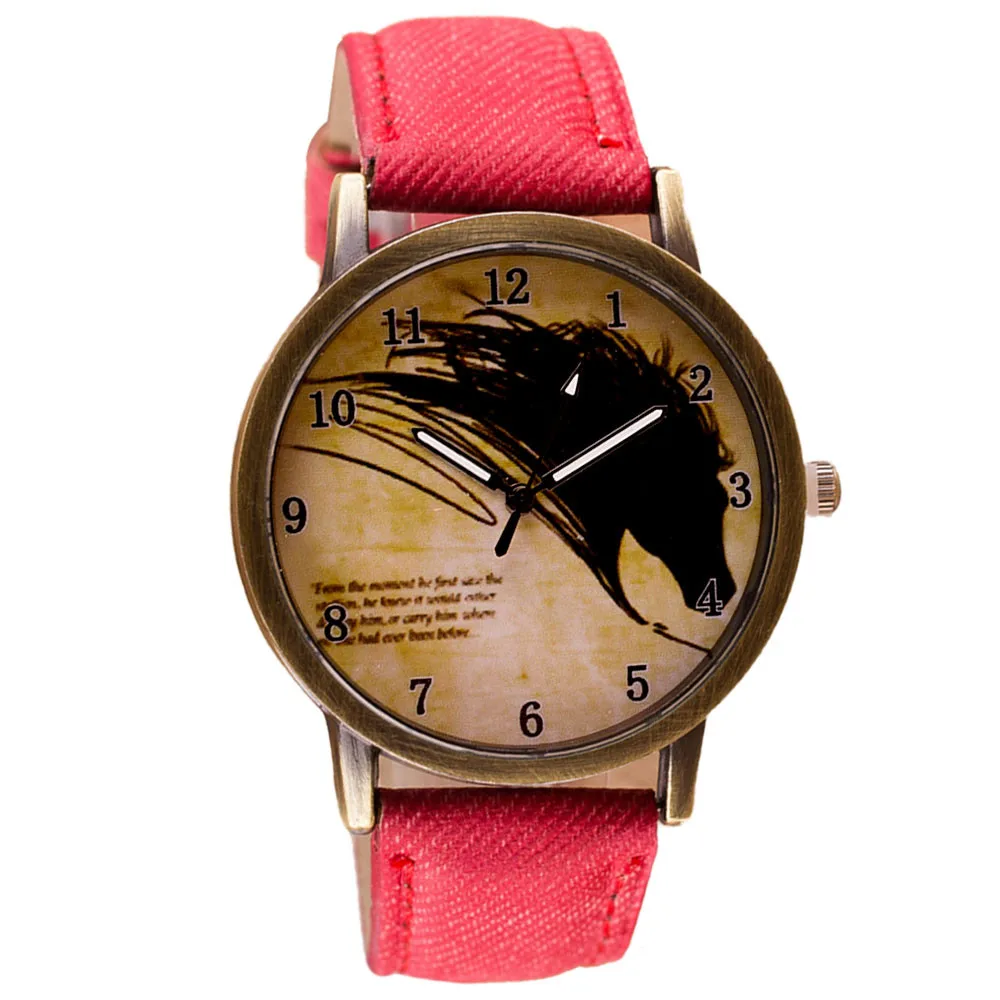 

2019 women watches top brand luxury fashion Willby Vintage Brief Painting Horse Watch Quartz Wrist Watches 161213 Drop Shipping