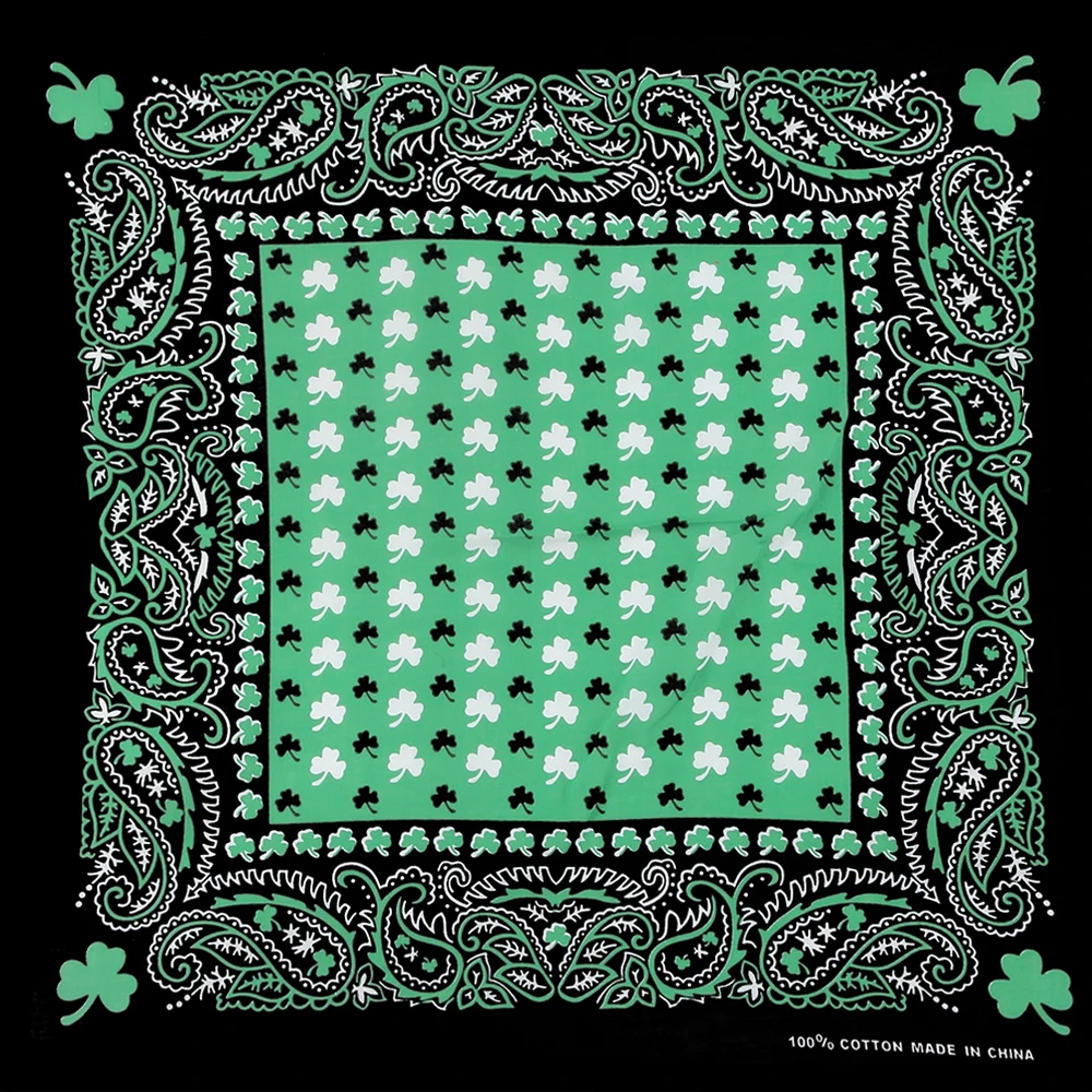 

Winfox Fashion Bohemia Cotton Black Green Flower Print Paisley Bandana Square Scarf Bicycle Headband For Women/Men/Boys/Girls