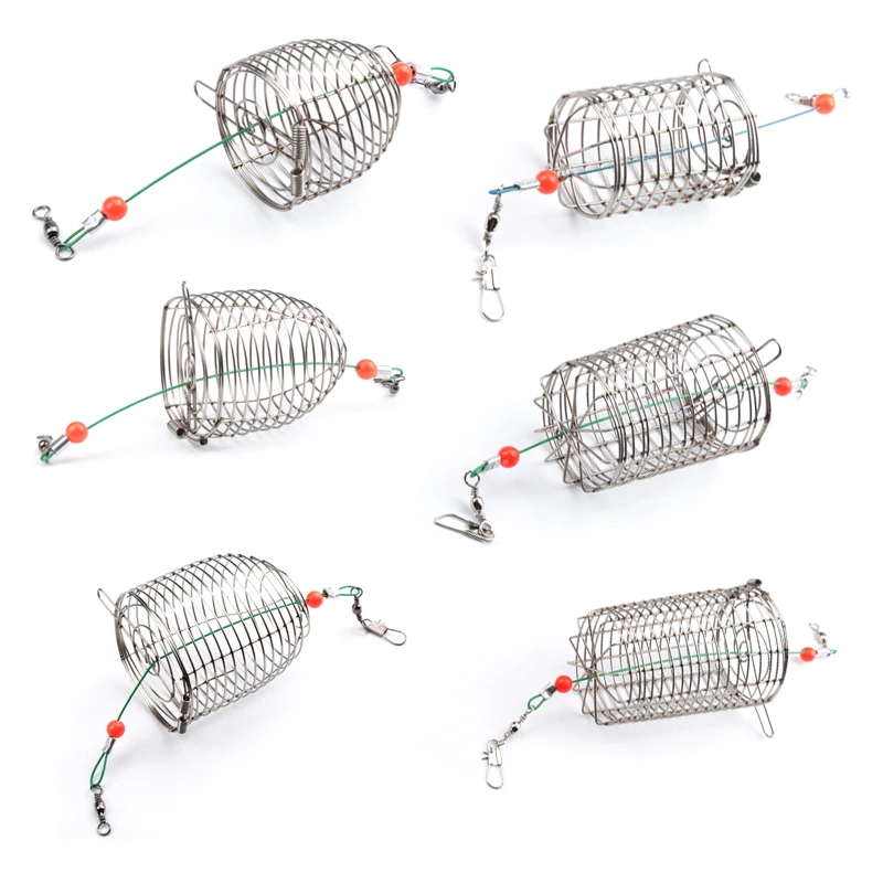 

Stainless Steel Wire Fishing Lure Cage Fish Bait Lure Fishing Accessories Bait Cage Fishing Trap Basket Feeder Holder Size S M L