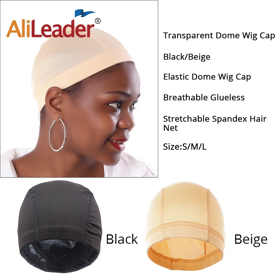 Alileader, 2 шт., парик из спандекса, шапка с эластичной лентой для волос, сетчатая купольная крышка, черный блонд, плетеная шапка, маленький большой парик, шапка для изготовления парика
