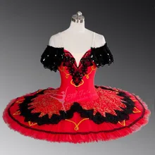 Быстрая Дон вариации Профессиональный Балетный костюм красный золотое шифоновое современного балета девушки платье для танцев из 2 предметов