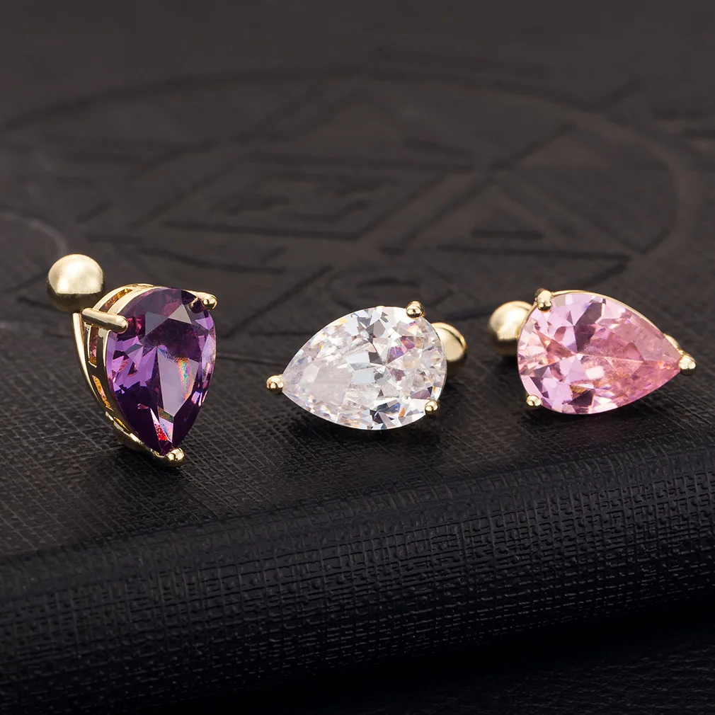 Fashion Water Drop Zircon Navel Piercing Stainless...