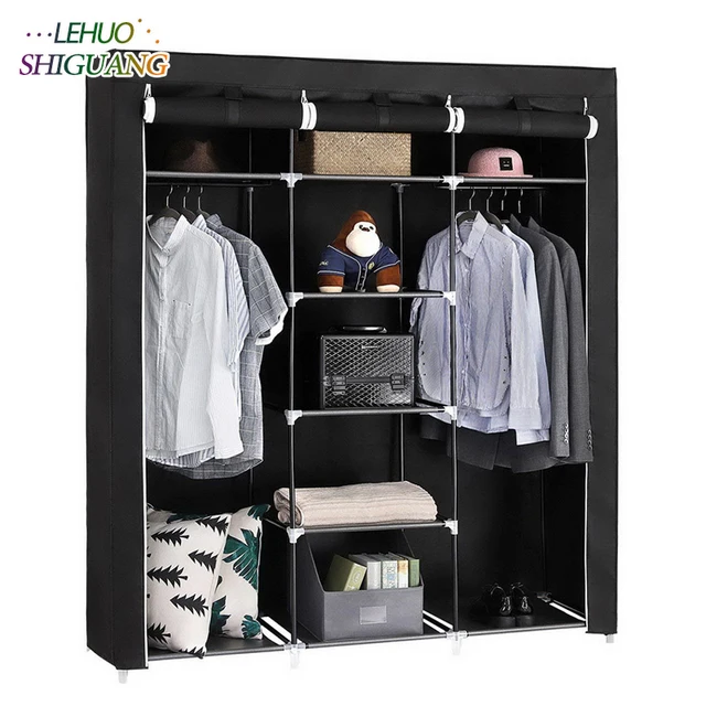 Simple Fashion 69 Portable Clothes Wardrobe Non Woven Steel Frame Simple Fashion 69 Portable Clothes Wardrobe Non Woven Steel Frame Reinforcement Standing Storage Organizer