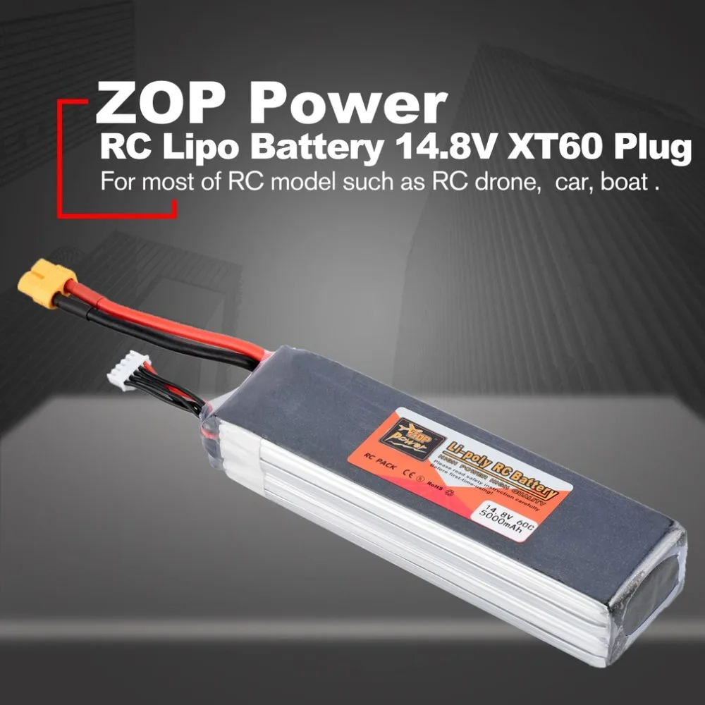ZOP power 14 8 V 5000mAh 60C 4S 1P Lipo аккумулятор XT60 Перезаряжаемый для радиоуправляемого